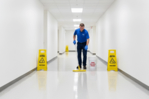 Applying New VCT Floor Finish