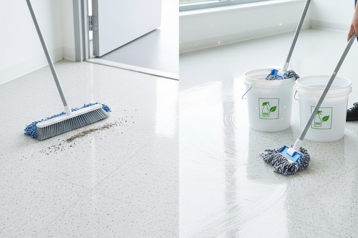 Daily and Weekly VCT Floor Maintenance