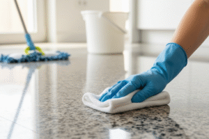 Dry the Floor Granite Cleaning Step