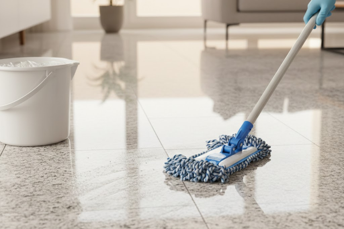 Mop the Floor Granite Cleaning Step