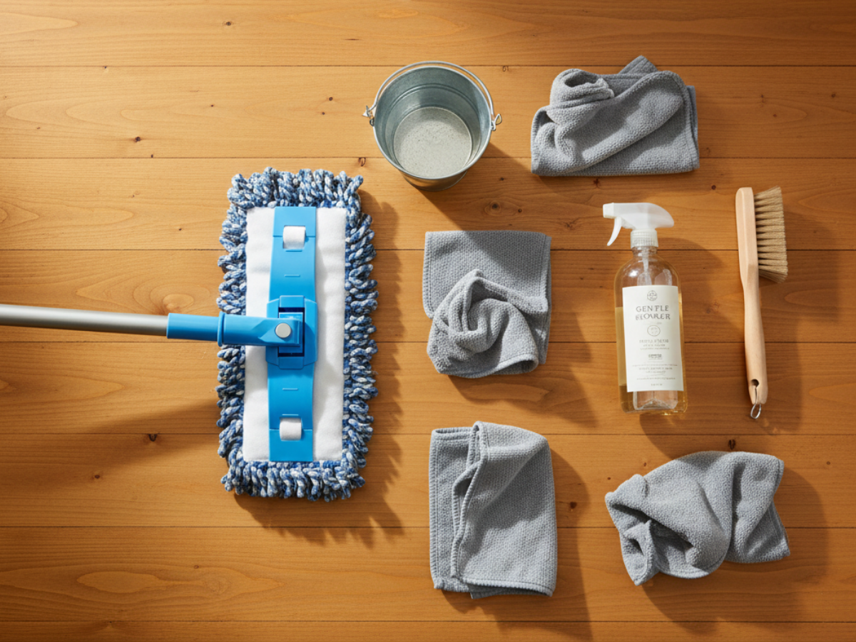 Tools and Materials for Cleaning Pine Floors