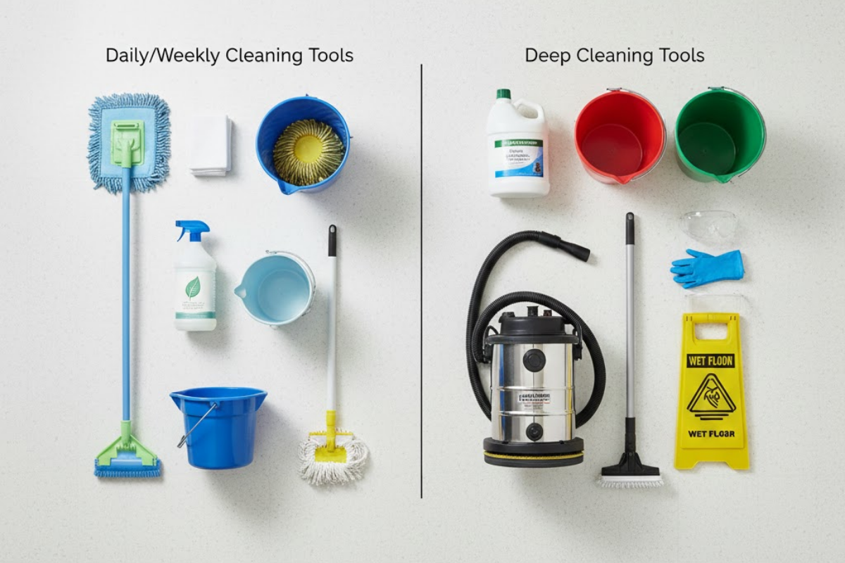Tools and Materials for Cleaning VCT