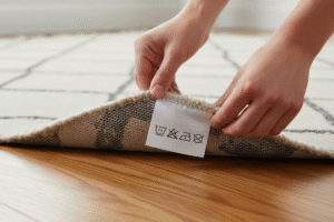 check rug care label before cleaning