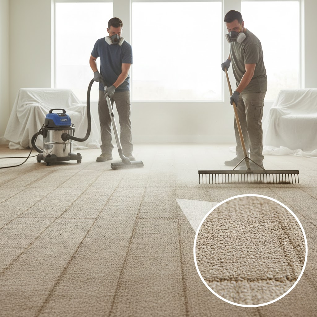 clean construction dust carpet