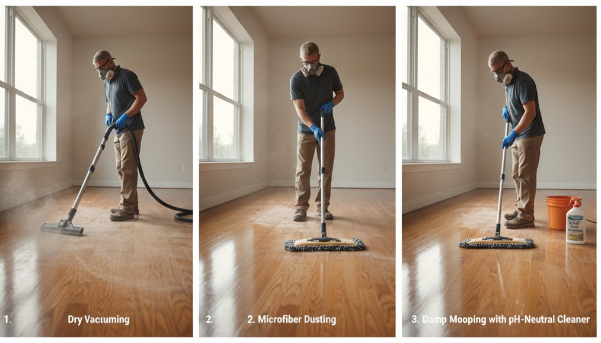 clean construction dust hardwood floors