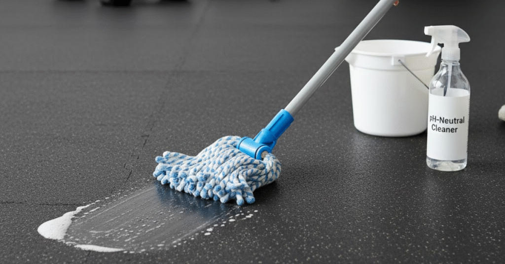 how to clean a rubber floor