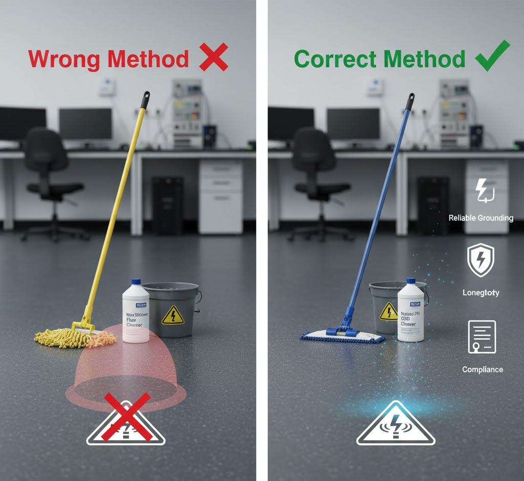 mop and a bucket of standard floor cleaner