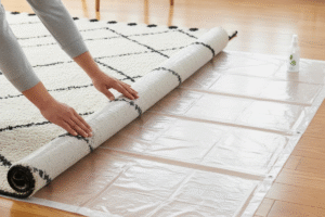protect wood floor before cleaning rug