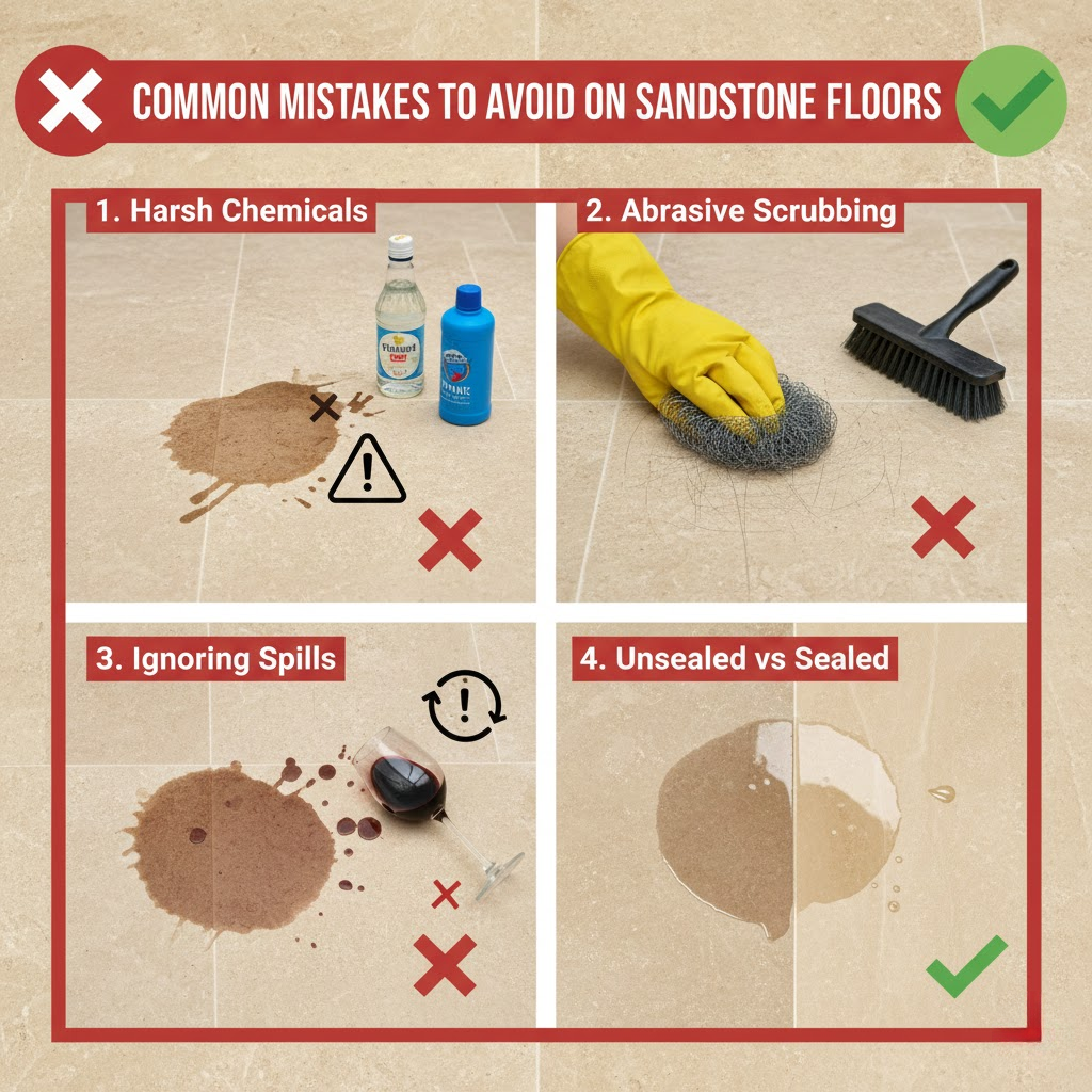sandstone cleaning mistakes
