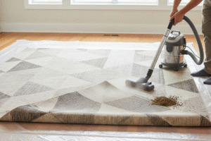 vacuum area rug thoroughly