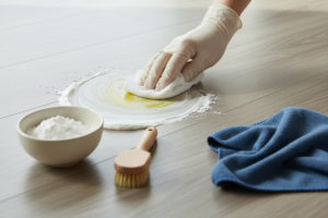 Baking Soda Paste Cleaning Vinyl Floor