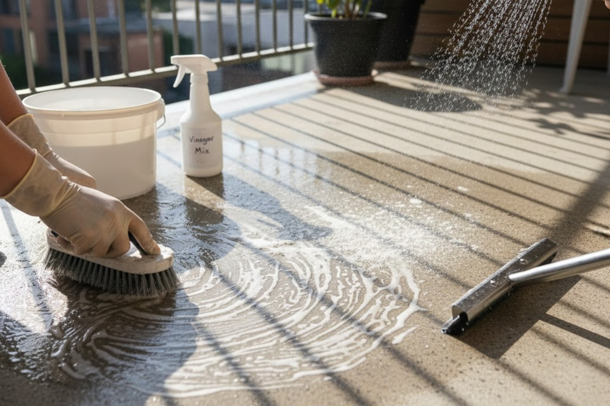 Cleaning Concrete Balcony Floor