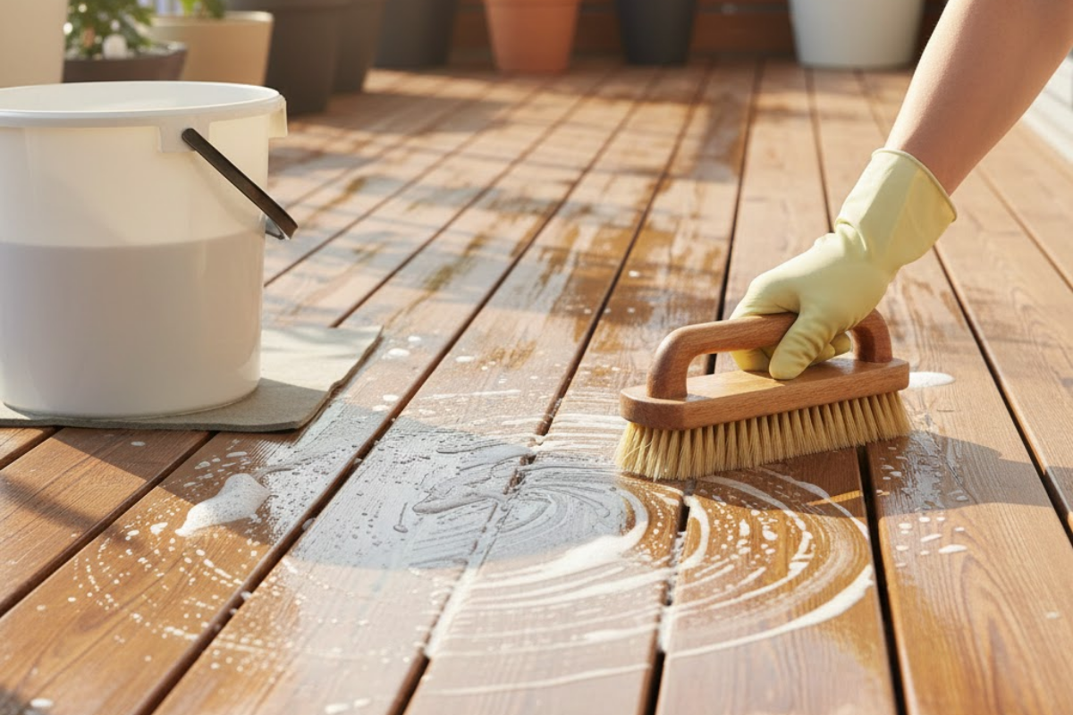 Cleaning Wooden Balcony Floor