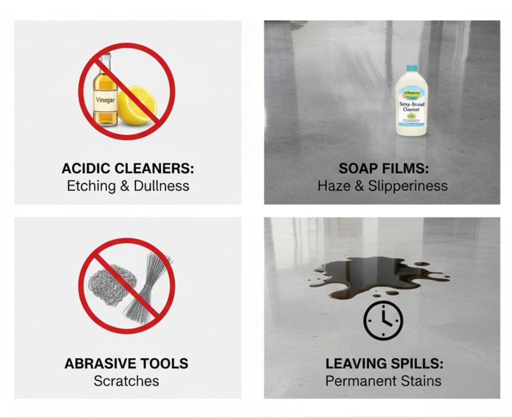 Common Mistakes To Avoid When Cleaning Epoxy Floors