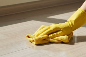 Dry Vinyl Floor With Microfiber Cloth