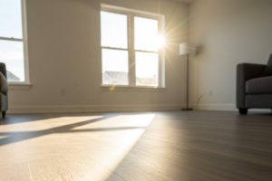 Sunlight Exposure Yellowed Vinyl Floor