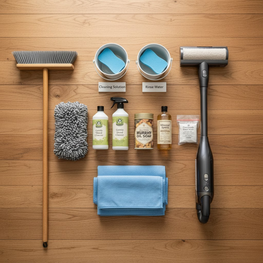 Tools And Materials For Cleaning Unsealed Wood Floors