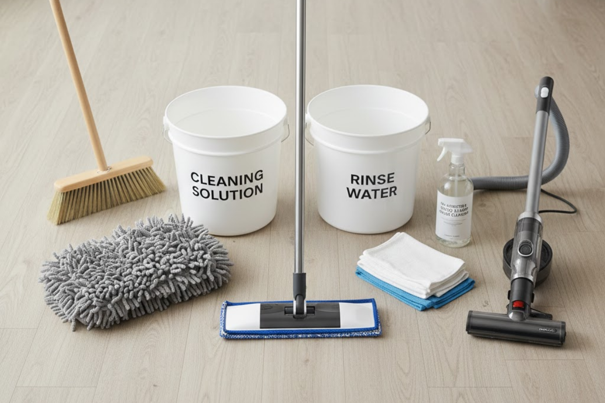 Tools and Materials for Manufactured Wood Floor Cleaning