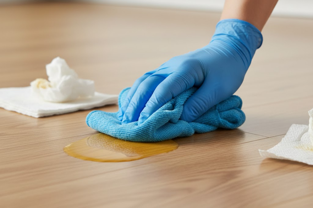 blot dog urine wood floor