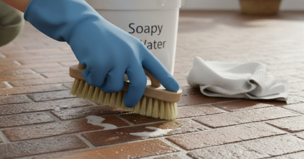 how to clean brick floors