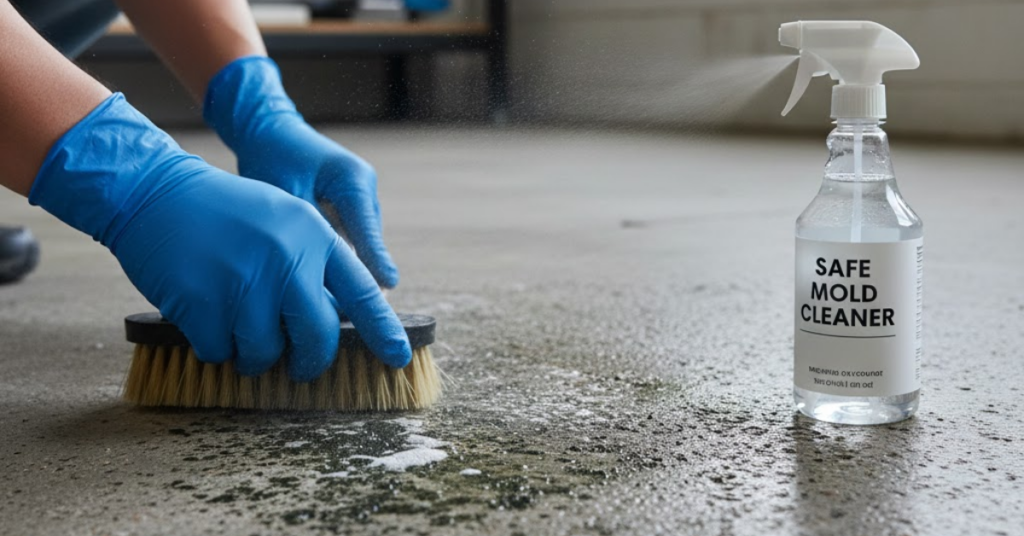 how to clean mold from concrete floor