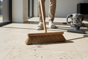 remove loose debris limestone floor