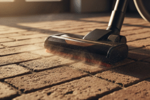 vacuuming brick floor deeper clean